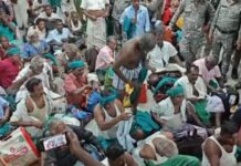 चेन्नई से दिल्ली जा रहे किसानों को मध्य प्रदेश में ट्रेन से उतारा, अन्नदाता का अर्धनग्न प्रदर्शन