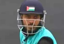 जम्मू-कश्मीर चैंपियंस लीग में बड़ा विवाद, क्रिकेटर के हेलमेट पर दिखा फिलिस्तीन का झंडा