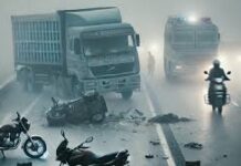 डंपर से भिड़ी बाइक, दंपती की मौके पर दर्दनाक मौत