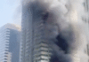 दुबई की 90 मंजिला इमारत में लगी आग, मरीना टॉवर के पास धुंआ-धुंआ फैला