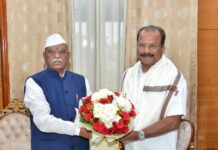 राज्यपाल बागडे से त्रिपुरा के राज्यपाल एन. इंद्रसेना रेड्डी की शिष्टाचार भेंट