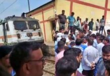 रेल कर्मचारियों ने रोकी पूजा एक्सप्रेस, लोको पायलट स्थानांतरण को लेकर जताया विरोध।
