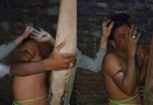 पीलीभीत में शख्स पर बर्बर हमला, खंभे से बांधकर की पिटाई