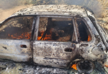 बाड़मेर रोड पर भाण्डू गांव के पास कार में भीषण आग, चालक संदिग्ध हालात में जिंदा जला