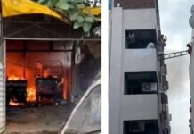 इलेक्ट्रिक व्हीकल शोरूम में लगी आग, इंदौर में 20 लोगों की जान बची