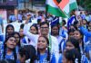 करीब 200 फीट लंबे तिरंगे के साथ उमड़ा जनसैलाब, वित्त मंत्री ओ.पी. चौधरी हुए शामिल