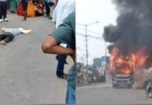 हादसे के बाद हिंसा का तांडव, पटना में उपद्रवियों ने वाहनों में लगाई आग